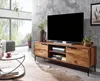 A modern living room with a TV stand, TV, coffee table, and window. Produktbild-Vorschau