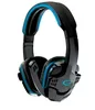 A pair of black gaming headphones with blue accents, shown against a white background. Produktbild-Vorschau
