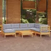 8-tlg. Garten-Lounge-Set mit Grauen Kissen Kiefer Produktbild-Vorschau 2