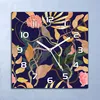 Deko Glasuhr Wanduhr 30x30 Pflanzen lila gold Quarz Produktbild-Vorschau 1