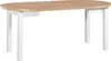 A dining table with a light wood top and white legs, shown against a white background. Produktbild-Vorschau