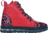 A single red high-top sneaker with black accents and a clear sole is shown against a white background. Produktbild-Vorschau