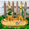 2 edle Osterhasen Dekofiguren Hasen Paar Gold grün 30 cm Produktbild-Vorschau 2