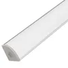 A close-up, angled view of an aluminum LED profile with a frosted cover and a gray end cap. Náhled obrázku produktu