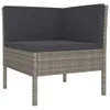 A corner piece of a gray rattan garden lounge set with dark gray cushions, shown against a white background. Produktbild-Vorschau