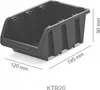 A black storage bin with dimensions indicated by lines and text. Anteprima dell’immagine prodotto