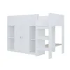 A white loft bed with integrated storage and a desk, shown against a white background. Podgląd zdjęcia produktu
