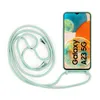 A mint green phone case with a lanyard is displayed next to a Samsung Galaxy A23 5G phone. Produktbild-Vorschau