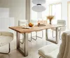 DELIFE Esstisch Edge 180x90 XL Akazie Natur Edelstahl Breit Produktbild-Vorschau 1