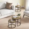 Runder Couchtisch 2 Stück - Eiche / schwarze Beine Produktbild-Vorschau 4
