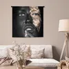 MuchoWow® Wandteppich Wandbehang Frau - Blattgold - Schwarz Produktbild-Vorschau 5