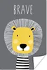 MuchoWow® Poster Zitate - Mutig - Löwe - Illustration - Produktbild-Vorschau 1
