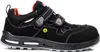 A black safety sandal with orange and red accents, shown from the side against a white background. Produktbild-Vorschau