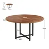 A diagram showing the dimensions of a round dining table, with a silhouette of a person for scale. Produktbild-Vorschau