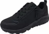 A black Skechers sneaker with a zipper on a white background. Voir les images du produit