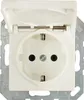A close-up view of a white electrical socket with a flip cover. Anteprima dell’immagine prodotto