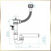 A technical drawing of a sink drain assembly with dimensions. Podgląd zdjęcia produktu