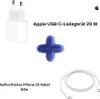 A collage showing an Apple USB-C charger, a fluffy blue plus sign, and a USB-C to USB-C cable. Podgląd zdjęcia produktu