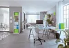 A modern home office setup with a desk, computer, chair, and shelving unit. Náhled obrázku produktu