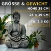 INtrenDU Buddha Gartenfigur Sitzend 38 cm | Wetterfeste Produktbild-Vorschau 3