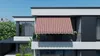 A retractable awning is installed on the balcony of a modern building. Produktbild-Vorschau