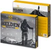 Two advent calendars are shown, one in the foreground and one slightly behind and to the right. The foreground calendar is open, revealing numbered doors. The background calendar is closed and shows a person standing on a mountain peak. Produktbild-Vorschau