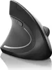 A black ergonomic vertical mouse is shown from a side angle on a white background. Produktbild-Vorschau