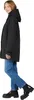 A woman wearing a black parka and blue jeans, posing for a product shot. Produktbild-Vorschau