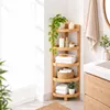 Relaxdays Eckregal Bambus, 5 halbrunde Ablagen, HBT: Produktbild-Vorschau 2