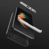 A smartphone case is shown in a dynamic, floating composition against a dark background. Produktbild-Vorschau