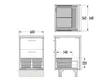 Technical drawings of a kitchen waste bin system with dimensions. Produktbild-Vorschau