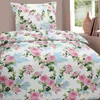 A close-up view of a floral patterned duvet cover and pillowcase set. Produktbild-Vorschau