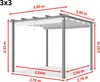 PRIMEYARD Pergola 3x3 m pavillon avec toit rétractable gris Voir les images du produit 2