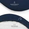 Close-up shots of a dark blue fabric product, likely a cover or sheet, highlighting its features. Voir les images du produit