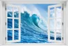 Wallario Poster mit Fenster-Illusion: Eindrucksvolle Welle Produktbild-Vorschau 1