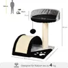 A diagram showing the dimensions of a cat tree, with a silhouette of a person for scale. Anteprima dell’immagine prodotto