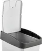 A close-up view of the top of a white and gray trash can with its lid open. Podgląd zdjęcia produktu