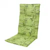 A green chair cushion with a pattern of text and hearts. Náhled obrázku produktu