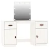The Living Store Schminktisch-Set mit LED Weiß Massivholz Produktbild-Vorschau 2