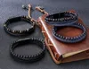 Tigerauge-Armband aus mehrlagigem Leder, Schwarz, 21 cm Produktbild-Vorschau 4