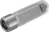 A close-up studio shot of a small, transparent flashlight with a silver metal head and a USB-C port visible at the end. Podgląd zdjęcia produktu