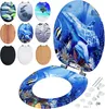 A collage of different toilet seat designs, including one with a dolphin and fish theme, and various accessories. Produktbild-Vorschau