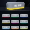 A collage of a digital alarm clock with different colored lights. Produktbild-Vorschau