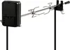 A black electric rotisserie spit with two forks and a motor unit, mounted on black stands, against a white background. Náhľad obrázku produktu
