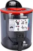A close-up view of a dust container with filter for a Bosch stick vacuum cleaner, featuring instructional diagrams. Produktbild-Vorschau