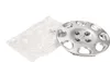 A silver Peugeot hubcap is shown next to a clear plastic bag on a white background. Produktbild-Vorschau