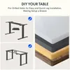 A collage image showing a DIY table setup guide, featuring an adjustable desk frame and different tabletop materials. Anteprima dell’immagine prodotto