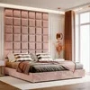 A bedroom setting with a plush pink bed and matching headboard. Produktbild-Vorschau