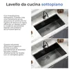 ANW HOME Lavello cucina 74x44 cm nero Graphite Nano acciaio Anteprima dell’immagine prodotto 4