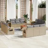 Design 13-tlg. Garten-Sofagarnitur mit Kissen Beige Poly Produktbild-Vorschau 1